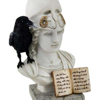 Raven perched on a bust of Pallas