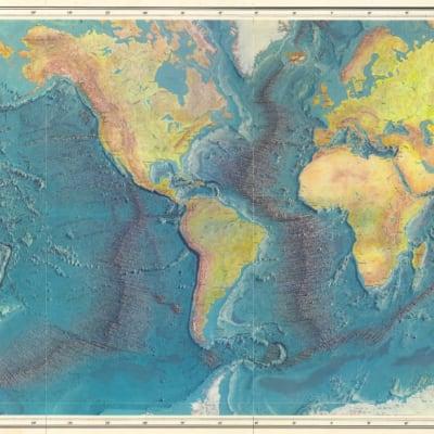 An original 1977 World Ocean Floor map by Heezen and Tharp