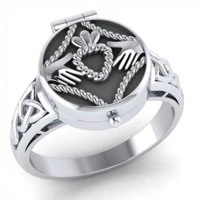 Irish Claddagh sterling silver poison ring